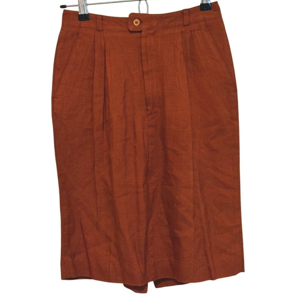Vintage 1970s Womens Academia Retro Pencil Skirt XS Rust Brown Preppy Career